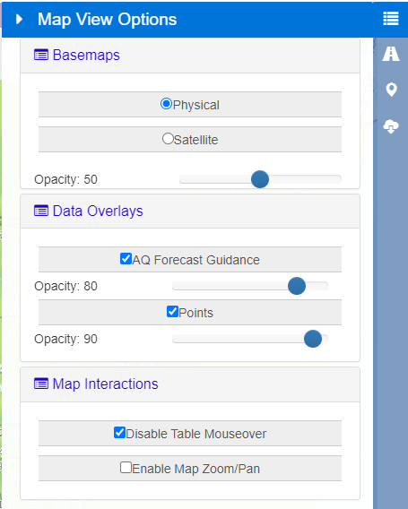 Image of map options panel